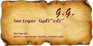 Geringer Győző névjegykártya